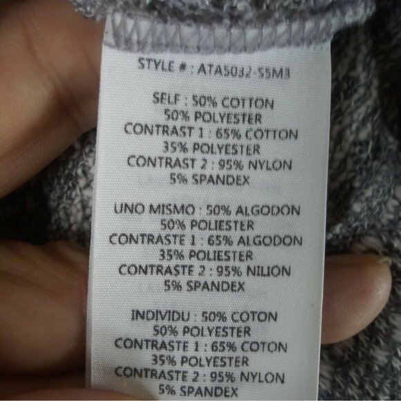 A’reve Women’s Sheer Mesh Mixed Media Pullover Top Gray M Raw Edge Lace Detail - Picture 6 of 7